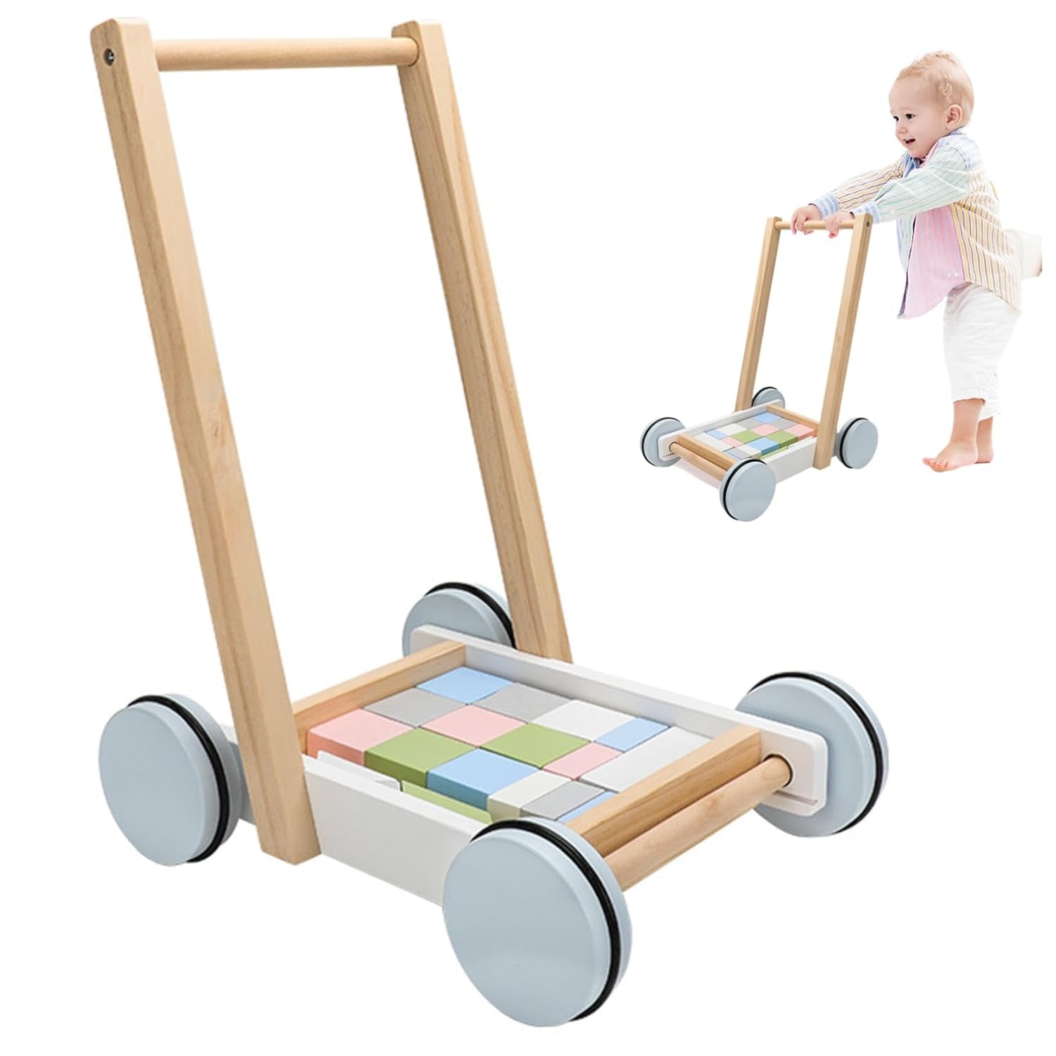 Push Walker for Babies 6–12 Months – Push & Pull Wooden Baby Walker, Easy-Assembly Learning Walker, Promotes Balance, Motor Skills & Early Development