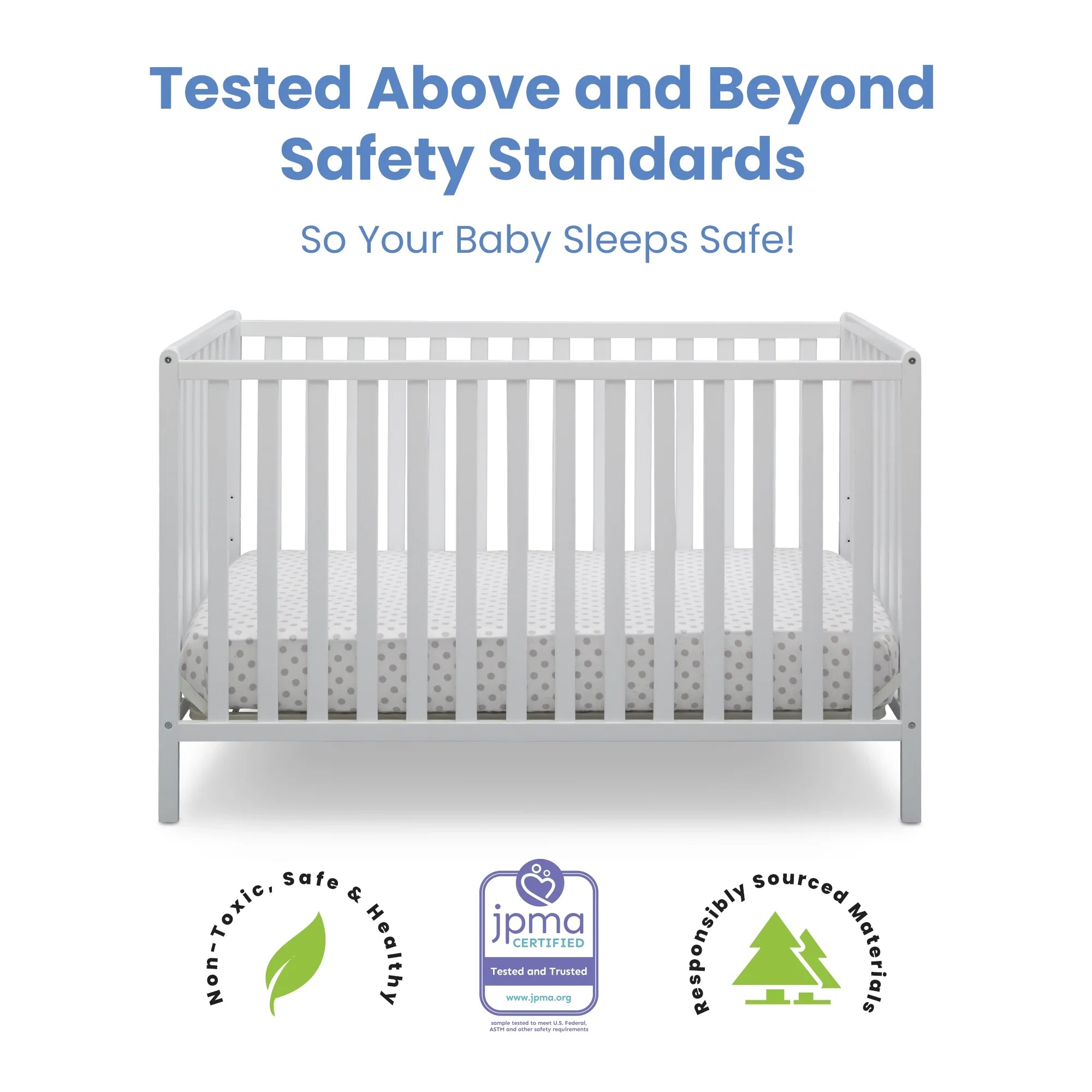 Heartland 4-In-1 Convertible Crib – Bianca White, GREENGUARD Gold Certified, Converts to Toddler Bed, Daybed, and Full-Size Bed