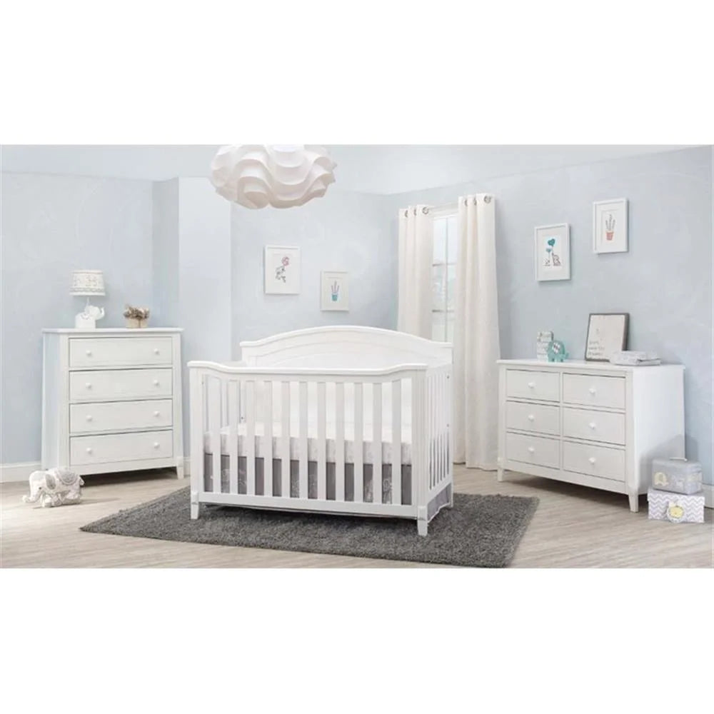Sorelle Berkley Round Top 4-in-1 Convertible Crib – White, Converts to Toddler Bed, Daybed, and Full-Size Bed