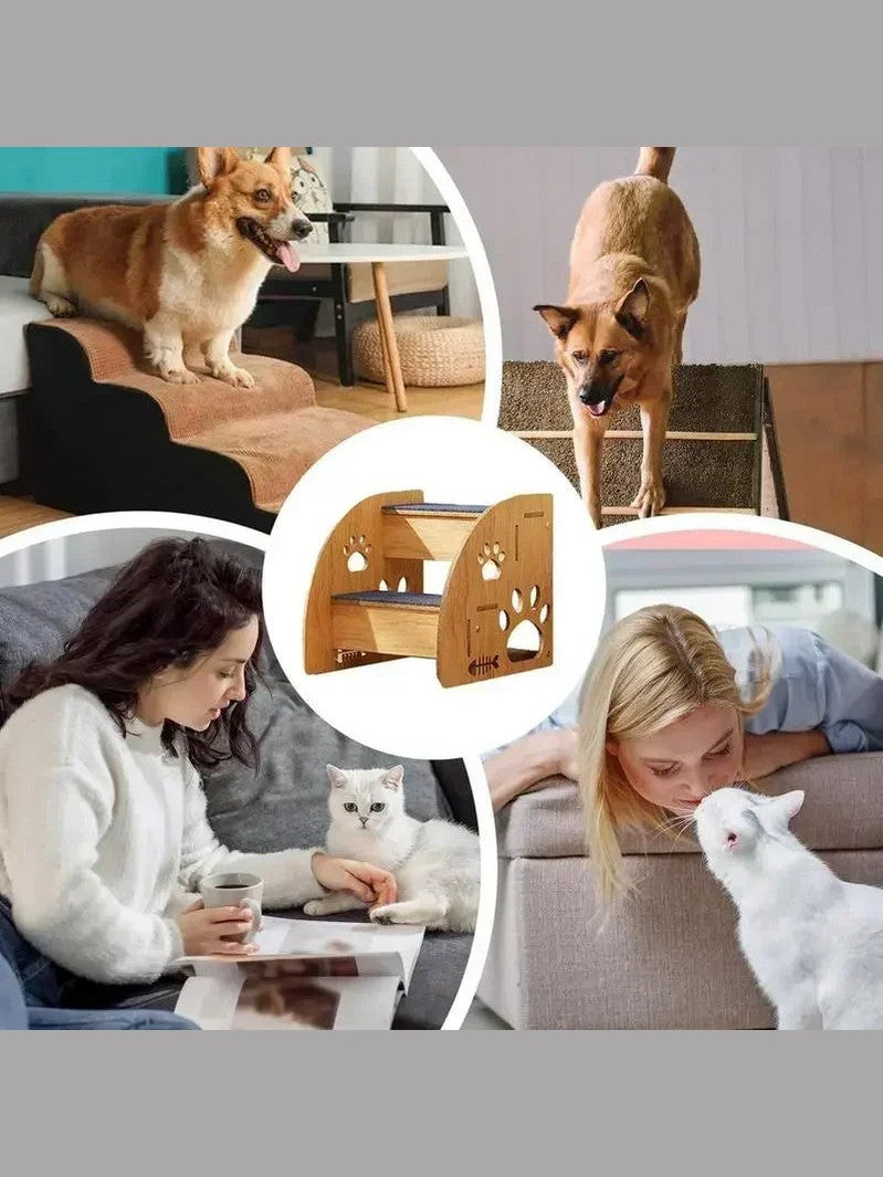 Pet Stairs for Bed – Non-Slip Wooden Dog Steps