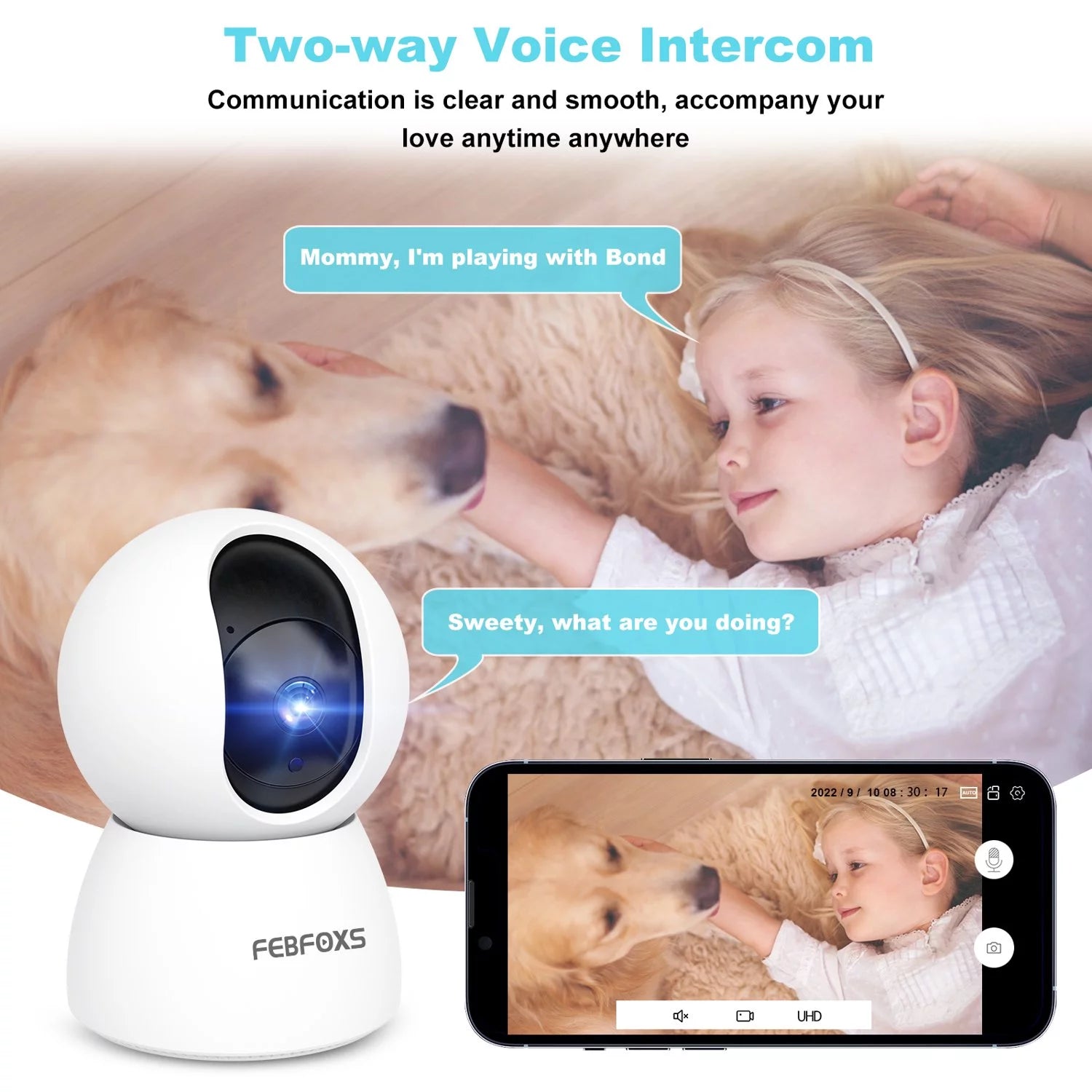 2K Baby Monitor Indoor Security Camera – HD Wi-Fi Baby Camera with Night Vision, Two-Way Audio, Motion Detection, and Remote Monitoring