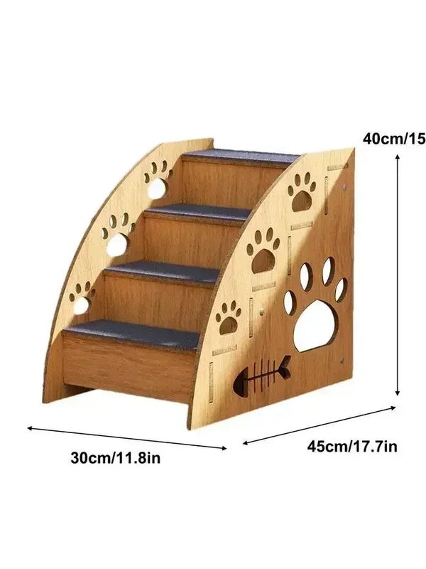 Pet Stairs for Bed – Non-Slip Wooden Dog Steps