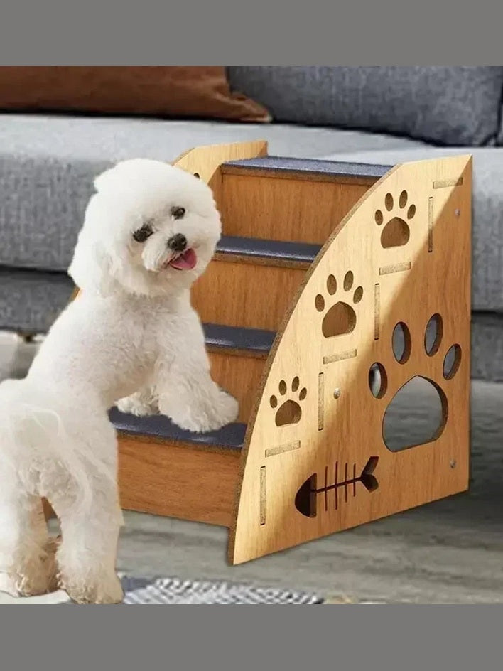Pet Stairs for Bed – Non-Slip Wooden Dog Steps