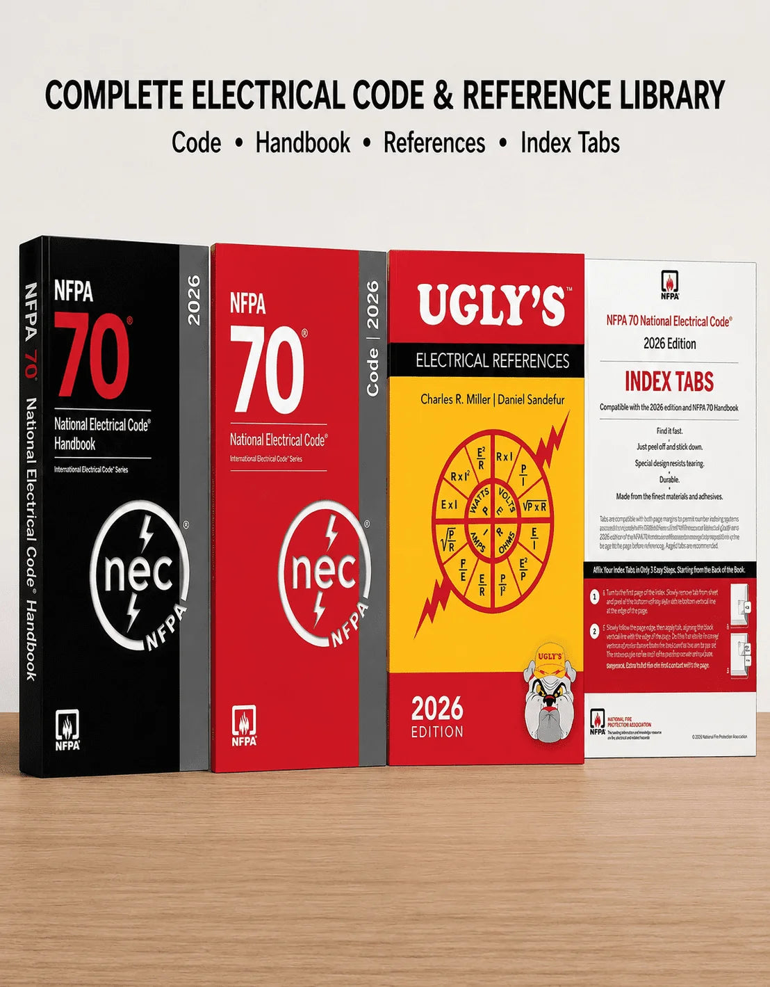 National Electrical Code 2026 Handbook-NFPA 70, National Electrical Code NEC 2026 Spiral-Ugly’s Electrical References, 2026 Edition-2026index Tab