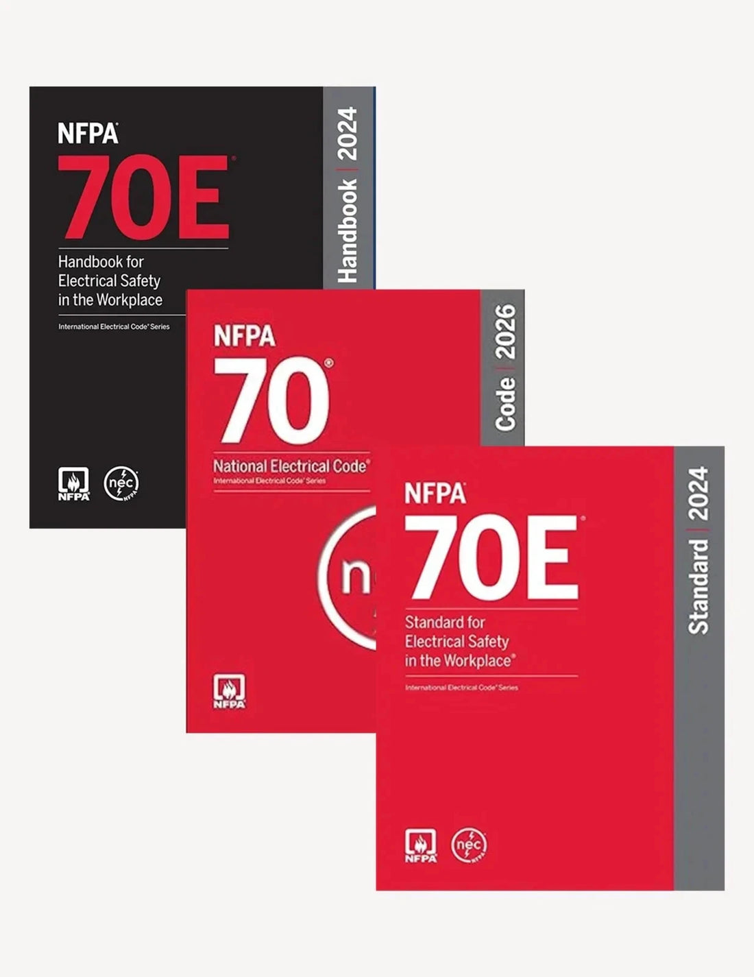 NFPA 70 National Electrical Code NEC 2026 Paperback, NFPA 70E Standard for Electrical Safety 2024, NFPA 70E Handbook for Electrical Safety 2024 Hardcover