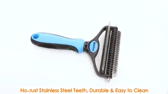 Dog Brush for Shedding - Large, Blue, 2-In-1 - Deshedding Dog Grooming Brush & Undercoat Rake with Dematting Comb for Medium to Large Double Coated